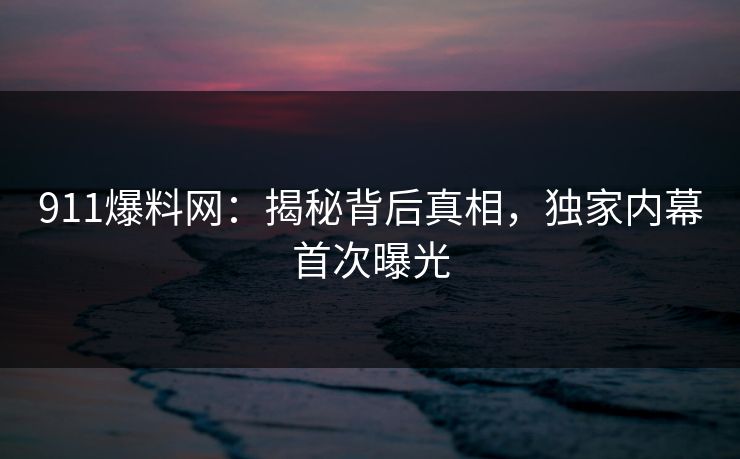 911爆料网：揭秘背后真相，独家内幕首次曝光