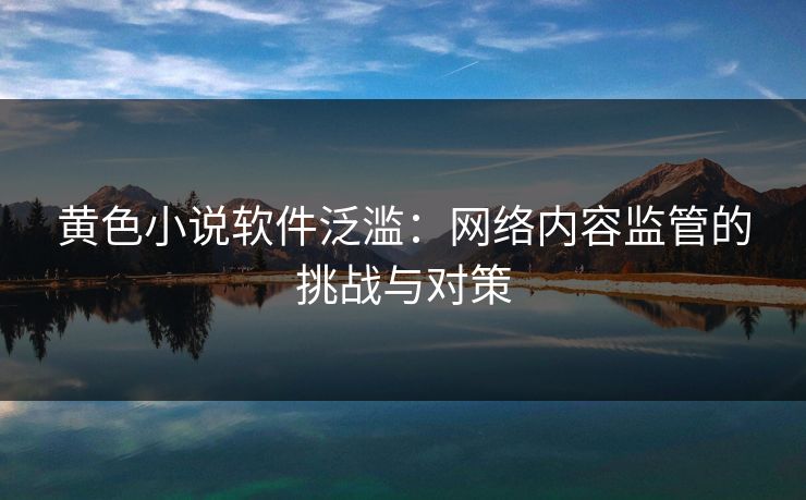 黄色小说软件泛滥：网络内容监管的挑战与对策