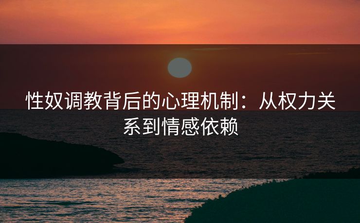性奴调教背后的心理机制：从权力关系到情感依赖